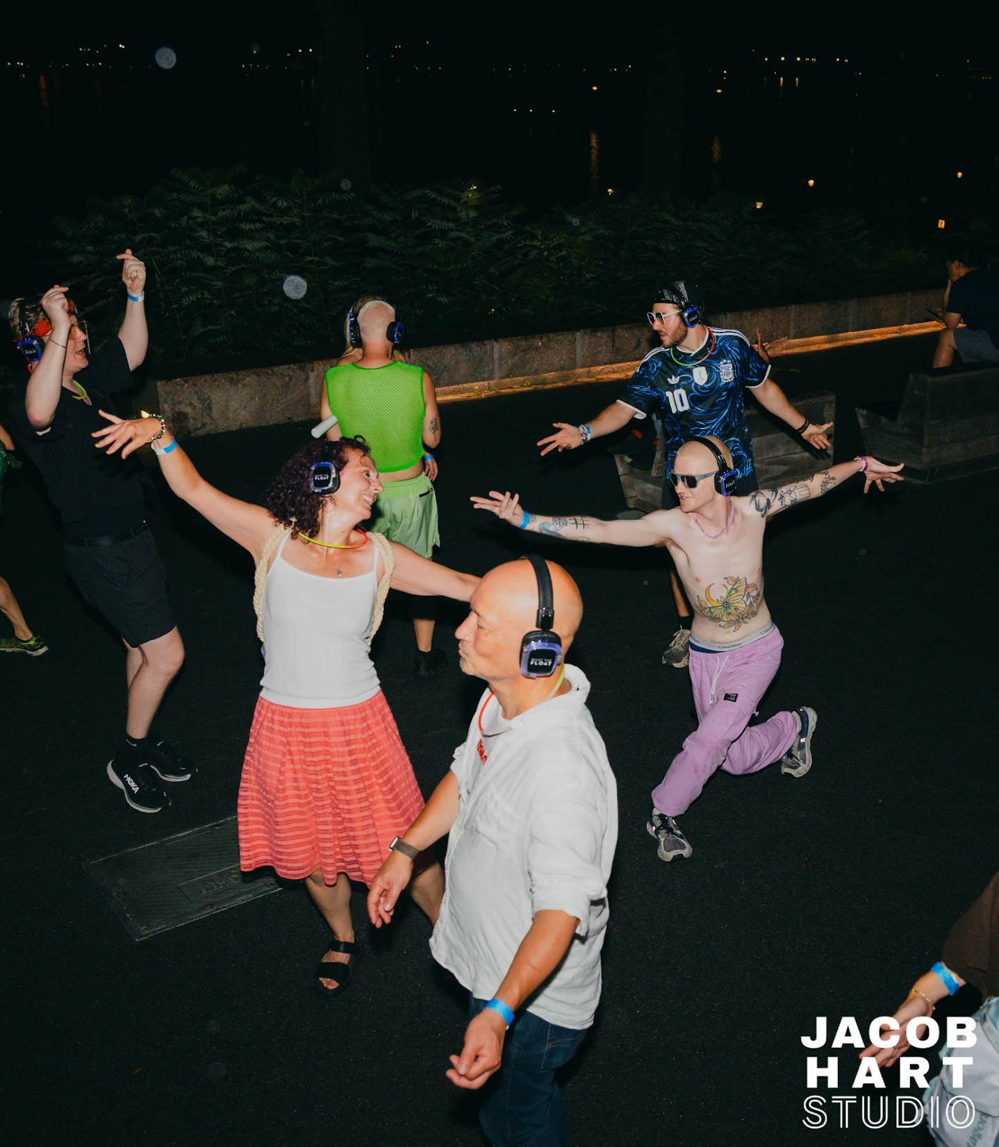 Meg MacCary dancing at a float